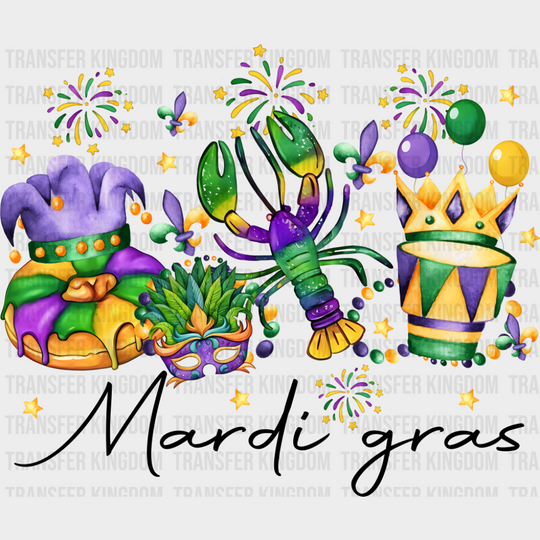 King Cake Mask Lobster - Mardi Gras DTF Transfer Adult Unisex - S & M (10’’) / Dark Color Design (See Imaging)