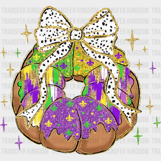 King Cake Ribbon - Mardi Gras DTF Transfer Adult Unisex - S & M (10’’) / Dark Color Design (See Imaging)