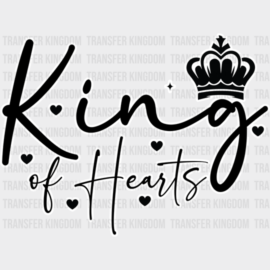 King Queen Of Hearts - King-Queen Dtf Heat Transfer Unisex S & M (10’’) / Dark Color Design See