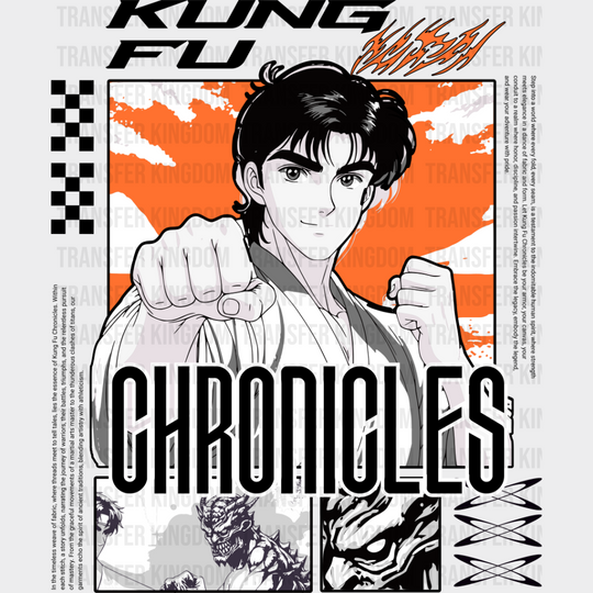 Kung Fu Chronicles - Anime Dtf Heat Transfer Unisex S & M (10’’) / Dark Color Design See Imaging