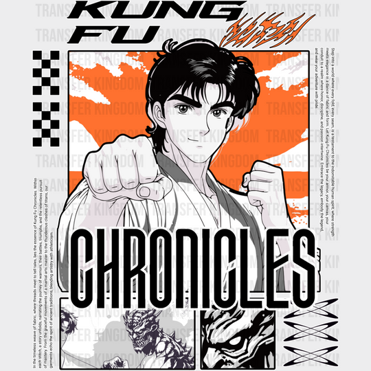 Kung Fu Chronicles - Anime Dtf Heat Transfer Unisex S & M (10’’) / Light Color Design See Imaging