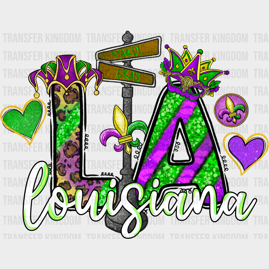 La Louisiana Mardi Gras Design- Dtf Heat Transfer