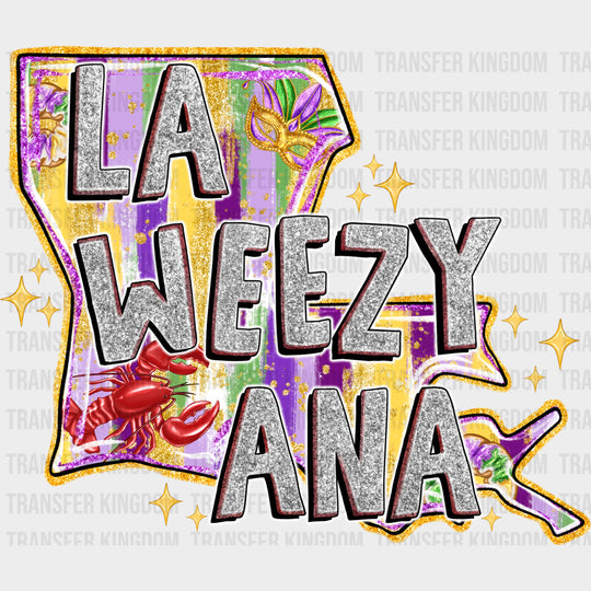 La Weezyy Ana Louisiana Map - Mardi Gras DTF Transfers