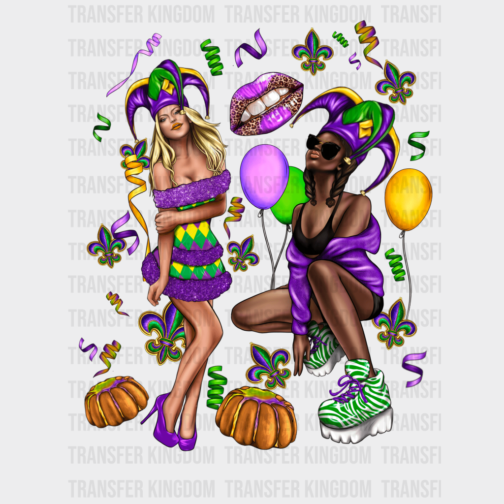 Ladies Mardi Gras Design- Dtf Heat Transfer