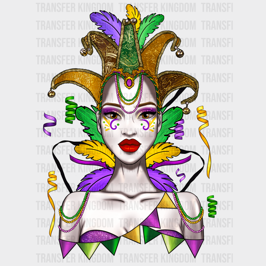 Lady Mardi Gras Design- Dtf Heat Transfer