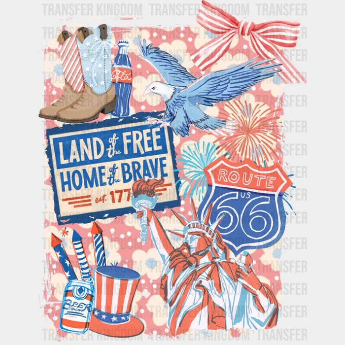 Land Of The Free Home Of The Brave Pink Design - 4th Of July DTF Transfer