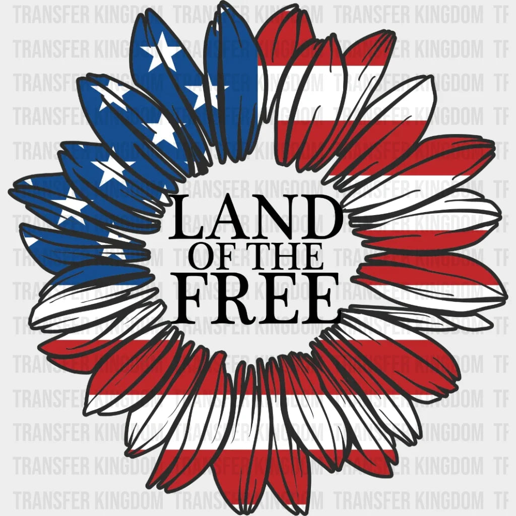 Land Of The Free Sunflower Dtf Transfer