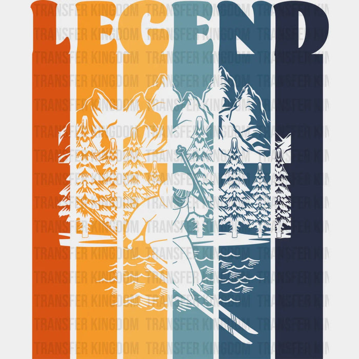 Legend Skiing Colorful Design - Skiing DTF Heat Transfer