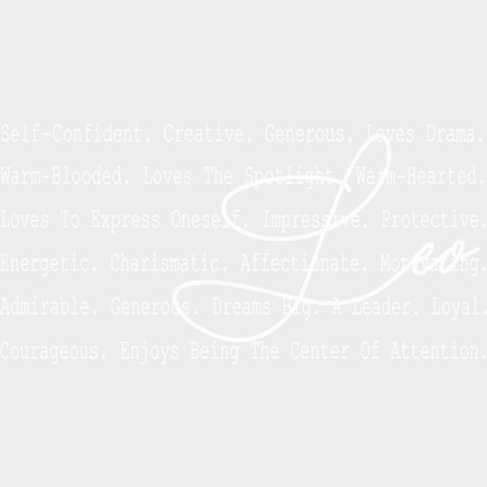 Leo B&W - Zodiacs & Horoscopes DTF Transfers - Adult Unisex - S & M (10’’) / Light Color Design (See Imaging)