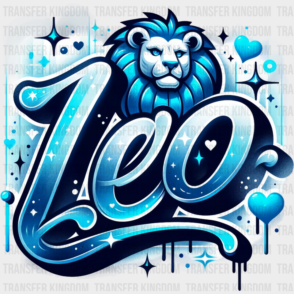 Leo Blue And Pink - Zodiacs & Horoscopes Dtf Transfer Unisex S M (10’’) / Color Design See Imaging