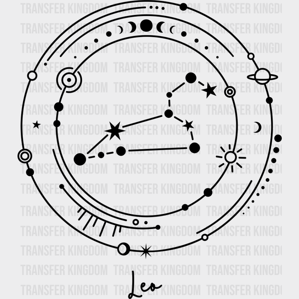 Leo Constellation Design - Zodiac Dtf Transfer Unisex S & M (10’’) / Dark Color See Imaging