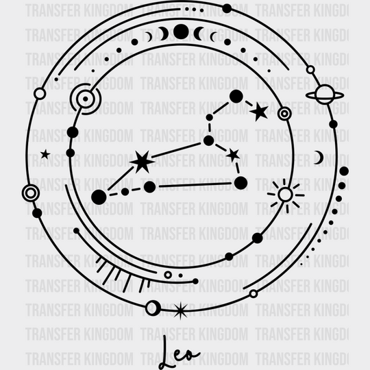 Leo Constellation Design - Zodiac Dtf Transfer Unisex S & M (10’’) / Dark Color See Imaging