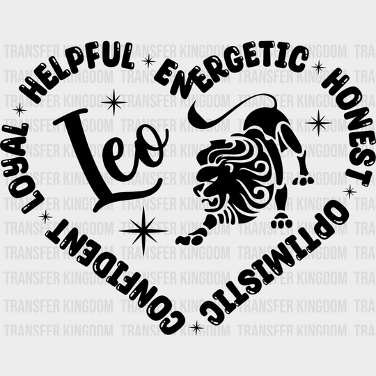 Leo Heart Design - Zodiac & Horoscopes Dtf Heat Transfer Unisex S M (10’’) / Dark Color See Imaging