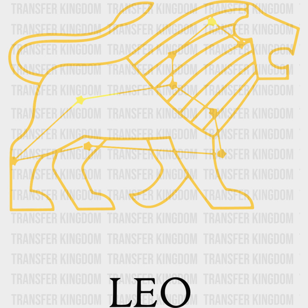 Leo Yellow Constellation - Zodiacs & Horoscopes DTF Transfers - Adult Unisex - S & M (10’’) / Dark Color Design (See