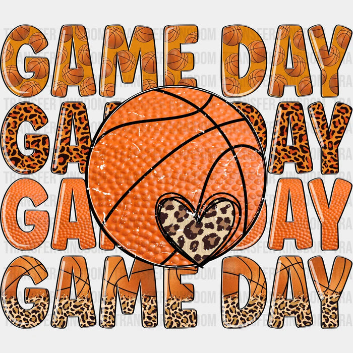 Leopard Heart Game Day Design - Basketball DTF Heat Transfer