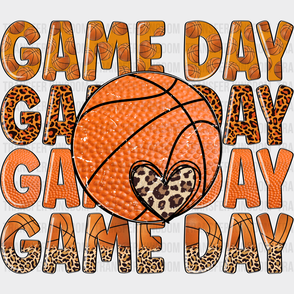 Leopard Heart Game Day Design - Basketball Dtf Heat Transfer