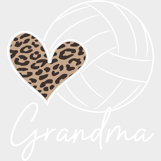 Leopard Print Heart Grandma - Volleyball DTF Transfers Adult Unisex - S & M (10’’) / Light Color Design (See Imaging)