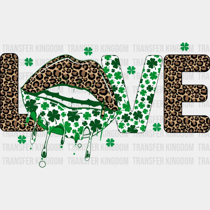 Leopard Print LOVE Text St. Patrick's Day Design - St. Patrick's Day DTF Transfer
