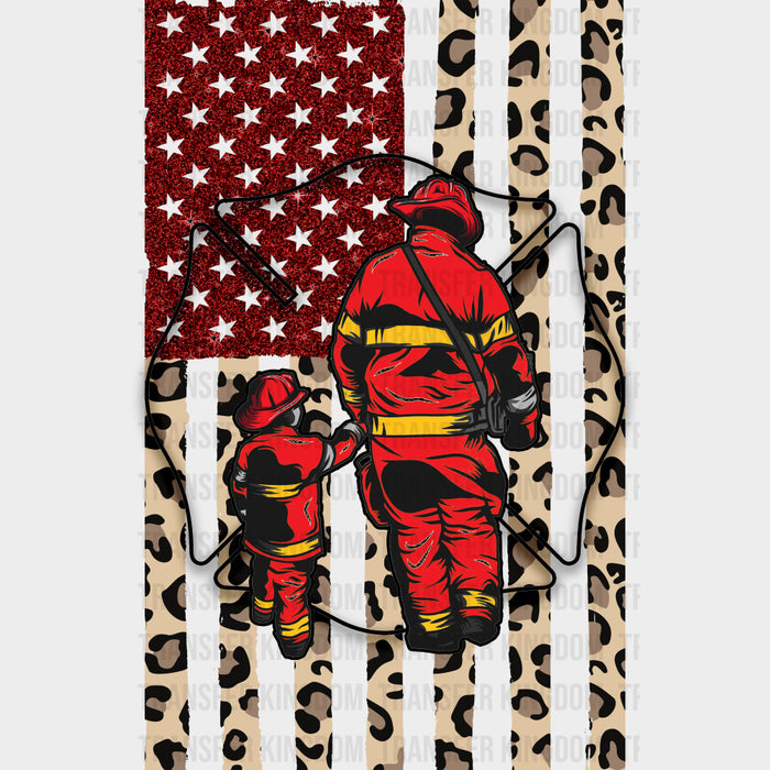 Leopard Print US Flag - Fire Department DTF Transfers