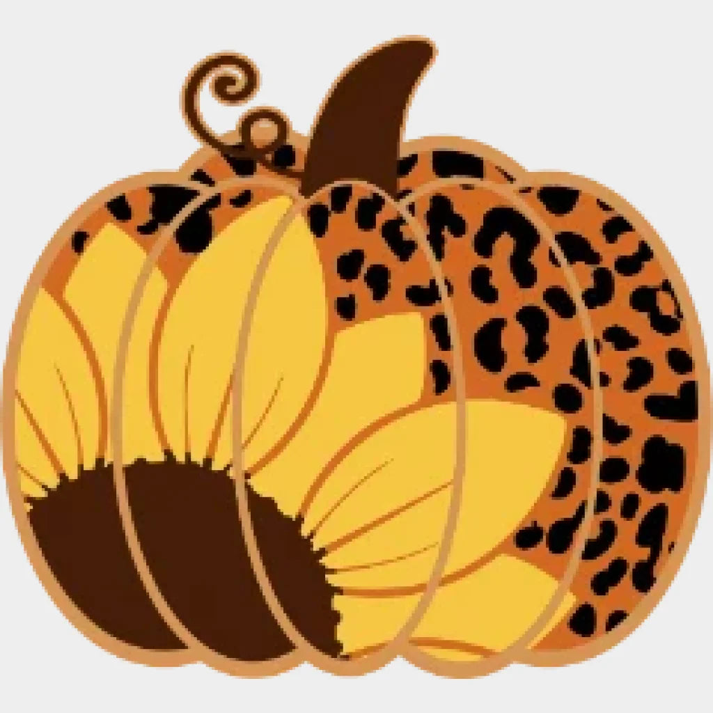 Leopard Pumpkin With Sunflower Design - Dtf Heat Transfer