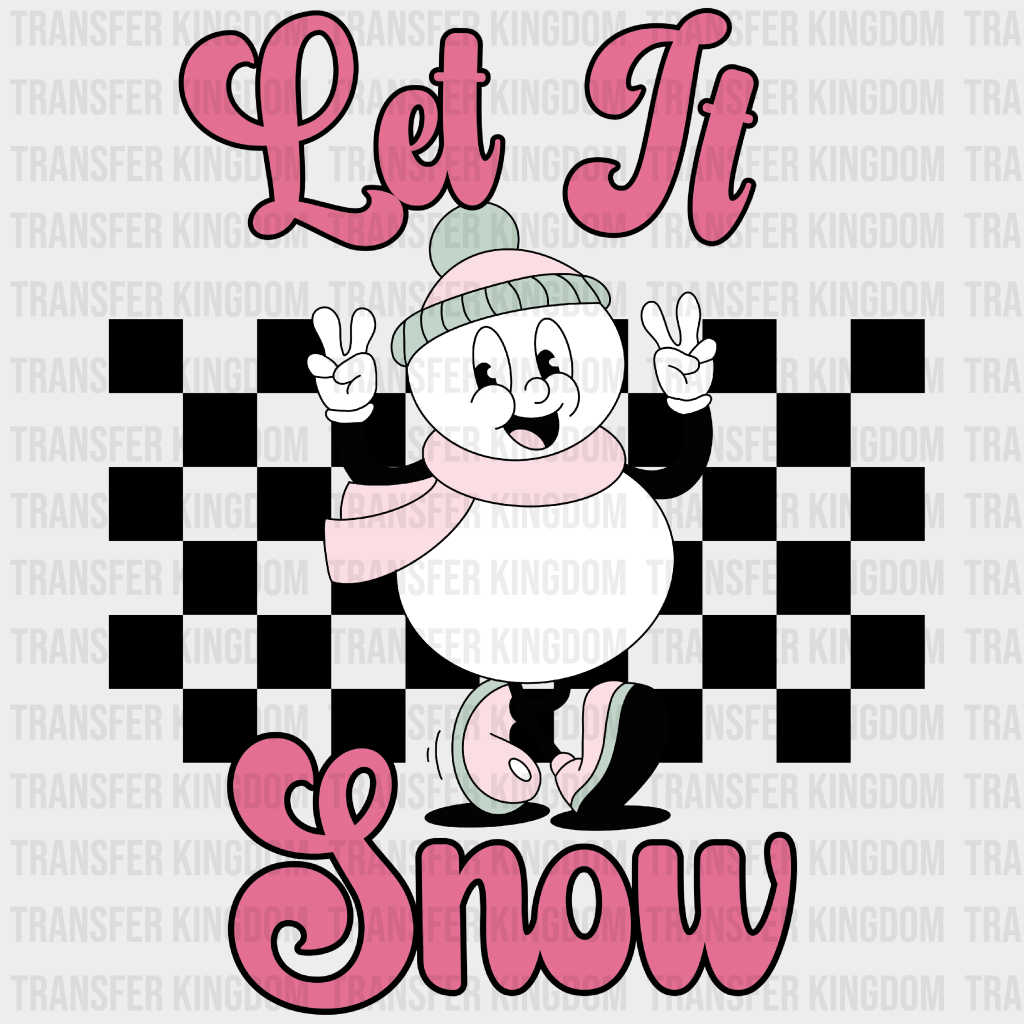 Let It Snow B&W Christmas Design - Dtf Heat Transfer Unisex S & M ( 10 ) / Dark Color (See Imaging)