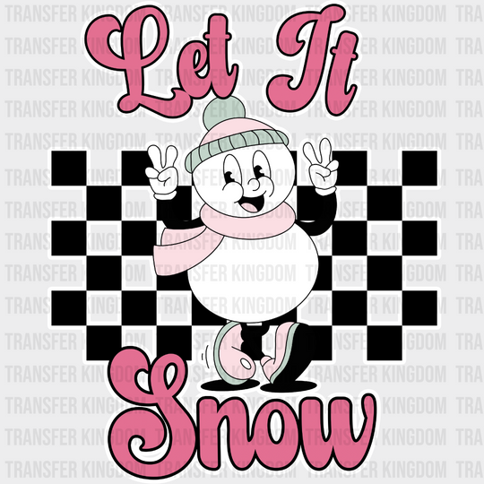 Let It Snow B&W Christmas Design - Dtf Heat Transfer Unisex S & M ( 10 ) / Light Color (See Imaging)