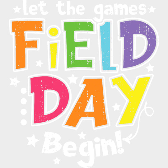 Let The Games Begin B&W Stars - Field Trip DTF Transfers Adult Unisex - S & M (10’’) / Light Color Design (See Imaging)