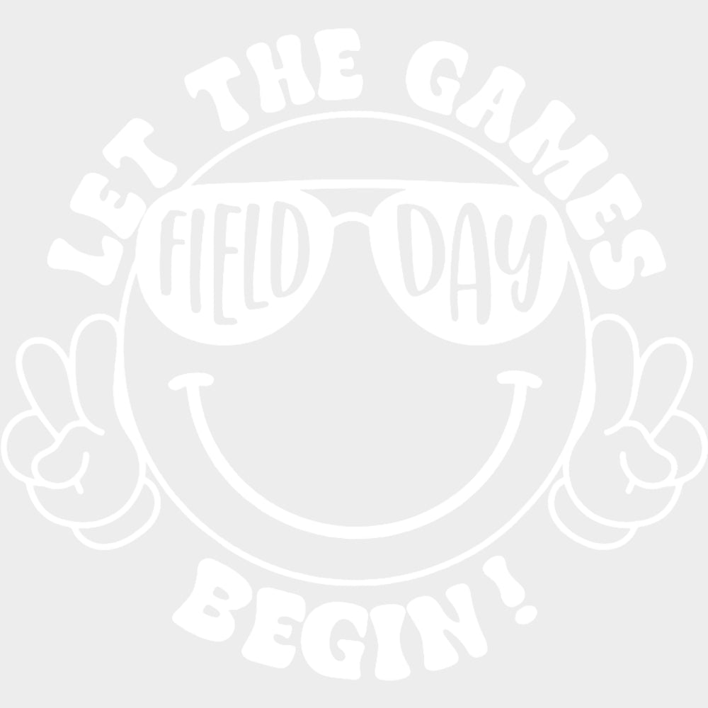 Let The Games Begin Smiley B&W - Field Trip DTF Transfers Adult Unisex - S & M (10’’) / Light Color Design (See Imaging)