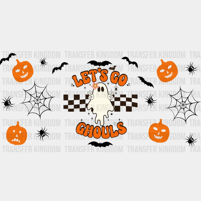 Let's Go Ghouls Pumpkin Design - Halloween Cup Wrap UV Sticker Permanent UV DTF Decal