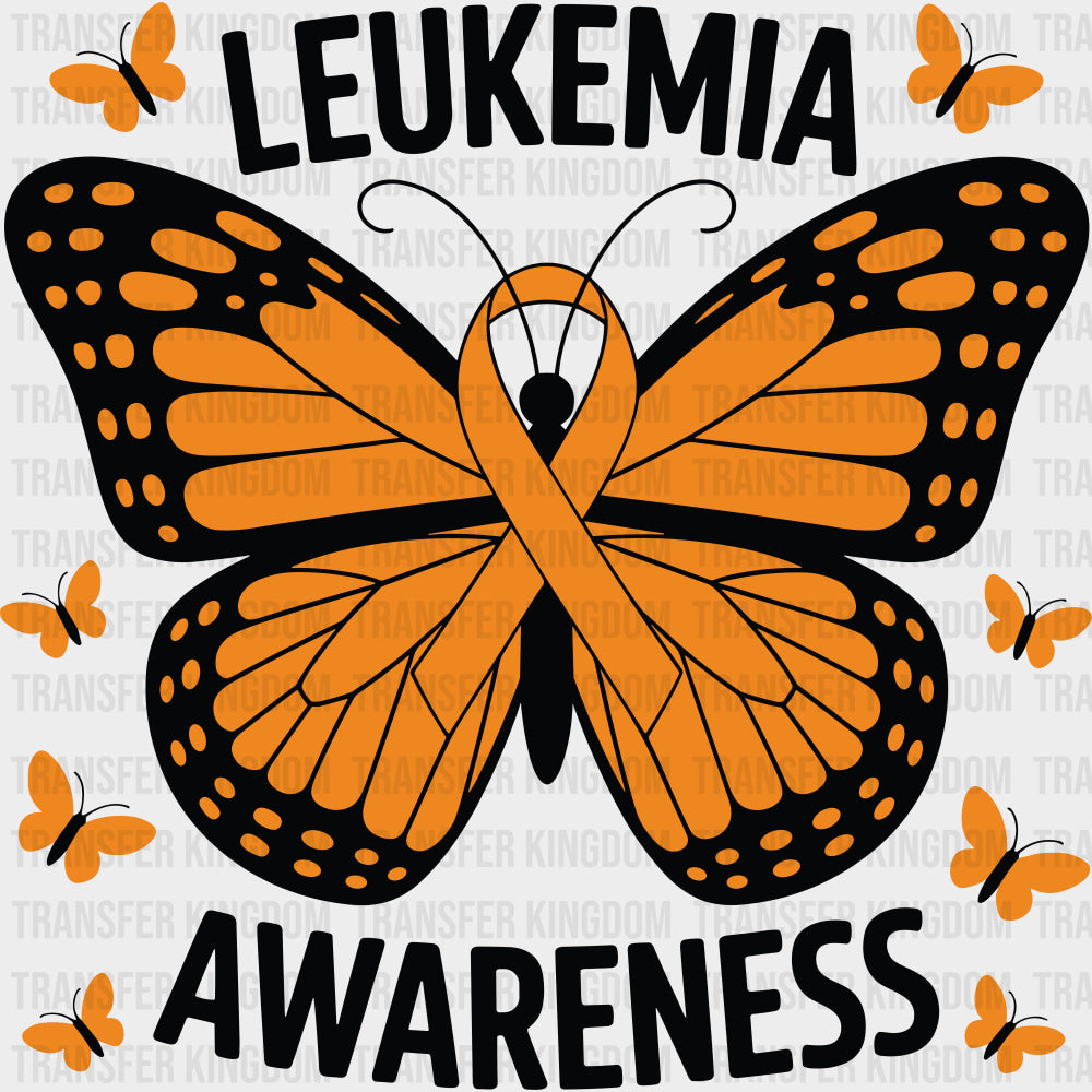 Leukemia Awareness Butterfly - Leukemia DTF Transfers - Adult Unisex - S & M (10’’) / Dark Color Design (See Imaging)