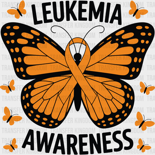 Leukemia Awareness Butterfly - Leukemia DTF Transfers - Adult Unisex - S & M (10’’) / Dark Color Design (See Imaging)