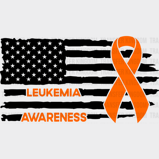 Leukemia Awareness Usa Flag - Dtf Heat Transfer Unisex S & M (10’’) / Dark Color Design See Imaging