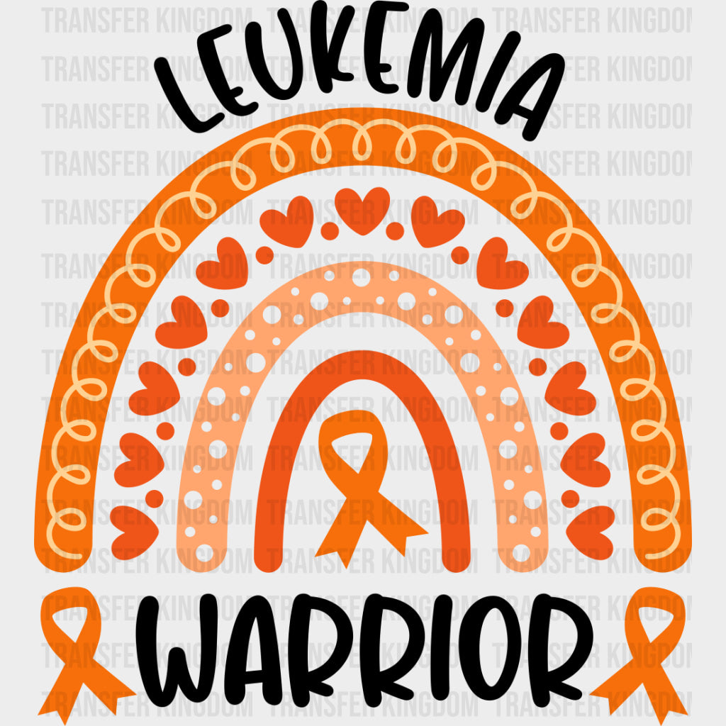 Leukemia Warrior Rainbow - Leukemia DTF Transfers - Adult Unisex - S & M (10’’) / Dark Color Design (See Imaging)
