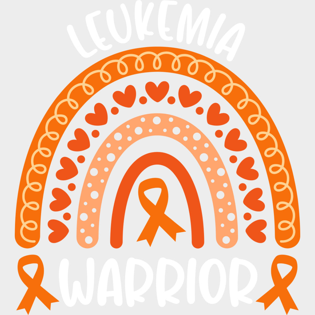 Leukemia Warrior Rainbow - Leukemia DTF Transfers - Adult Unisex - S & M (10’’) / Light Color Design (See Imaging)