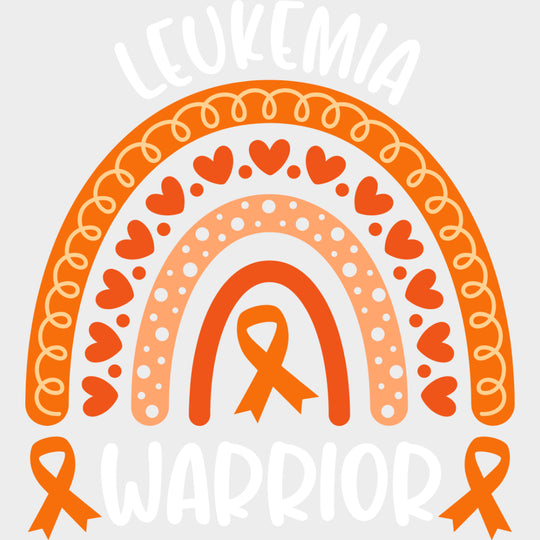 Leukemia Warrior Rainbow - Leukemia DTF Transfers - Adult Unisex - S & M (10’’) / Light Color Design (See Imaging)