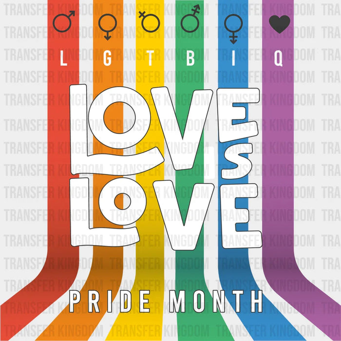 LGTBIQ Love Is Love - Pride Month DTF heat transfer