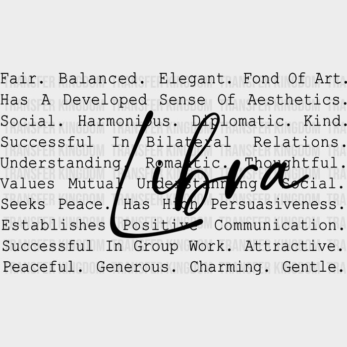 Libra B&W - Zodiacs & Horoscopes DTF Transfers