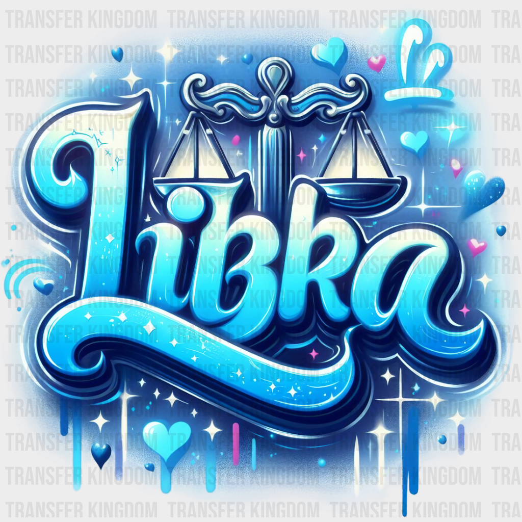 Libra Blue And Pink - Zodiacs & Horoscopes Dtf Transfer Unisex S M (10’’) / Color Design See Imaging