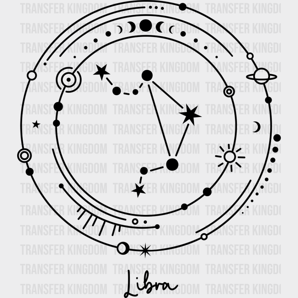 Libra Constellation Design - Zodiac Dtf Transfer Unisex S & M (10’’) / Dark Color See Imaging