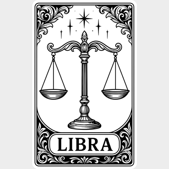 Libra Tarot Card - Zodiacs & Horoscopes DTF Transfers - Adult Unisex - S & M (10’’) / Light Color Design (See Imaging)