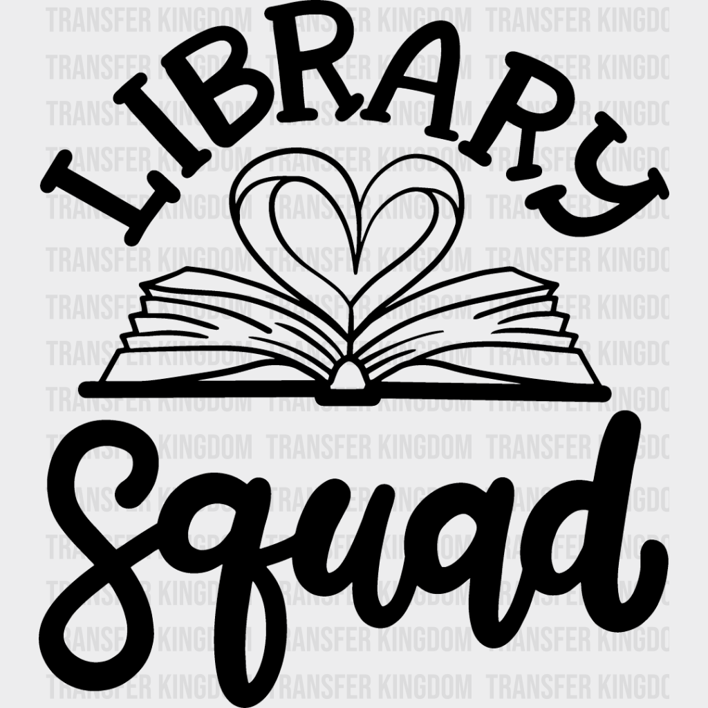 Library Squad - Reading Dtf Heat Transfer Unisex S & M (10’’) / Dark Color Design See Imaging