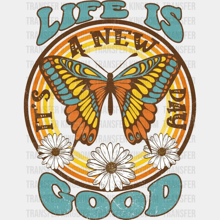 Life_Is A New Good Butterfly Retro Sublimation - Smiley Face - Retro - Travel - DTF heat transfer
