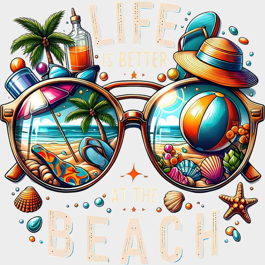 Life Is Better At The Beach - Family Trip DTF Transfers Adult Unisex - S & M (10’’) / Light Color Design (See Imaging)