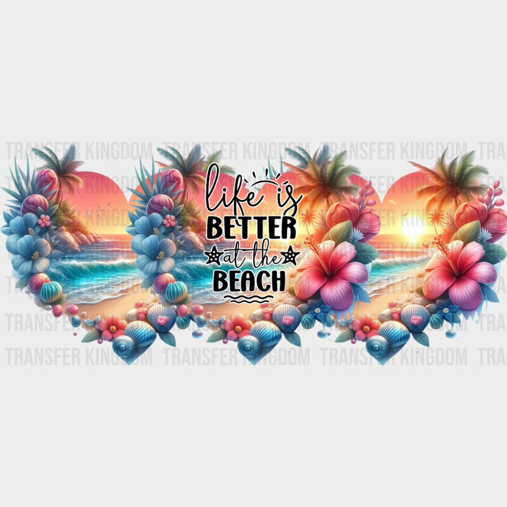 Life Is Better At The Beach Hearts - Summer Cup Wrap UV Sticker Permanent UV DTF Decal UVDTF