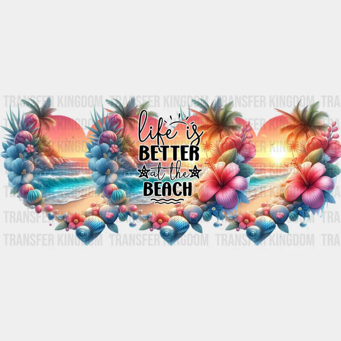 Life Is Better At The Beach Hearts - Summer Cup Wrap UV Sticker Permanent UV DTF Decal
