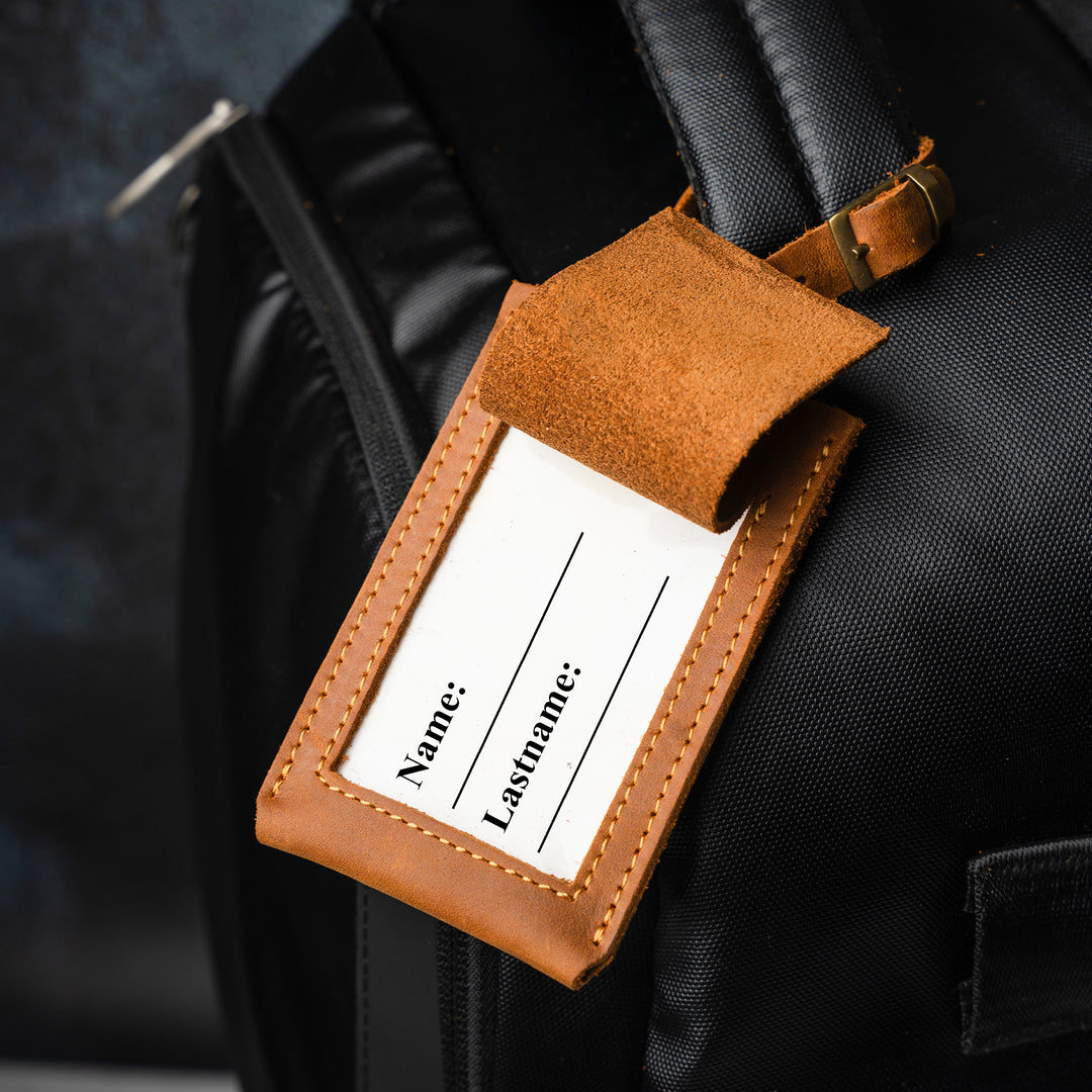 Luggage Tag – Faux Leather Travel ID Tag with Strap