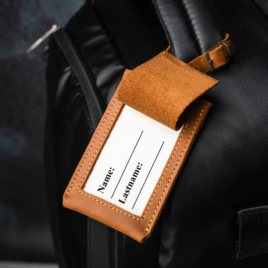 Luggage Tag – Faux Leather Travel ID Tag with Strap