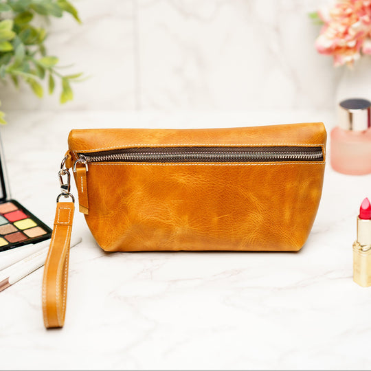 Custom Engraved Leather Makeup Bag for Women