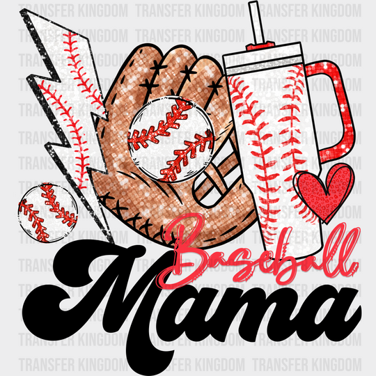 Lightning Glove And Cup Baseball Mama Design - Dtf Heat Transfer Unisex S & M (10’’) / Dark