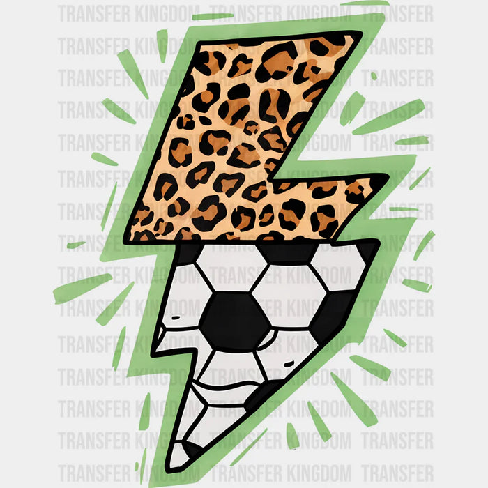 Lightning Half Soccer Ball Half Leopard Design - Soccer DTF Heat Transfer